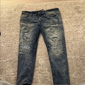 Men's Distressed Blue Jeans